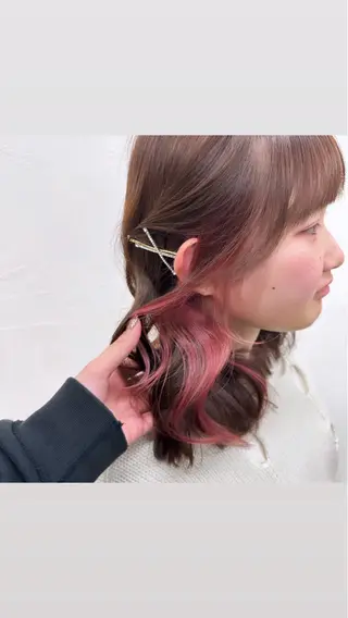 ミディアム カラー 顔周りcut/ 艶ワンカラー♥ちさきのヘアスタイル