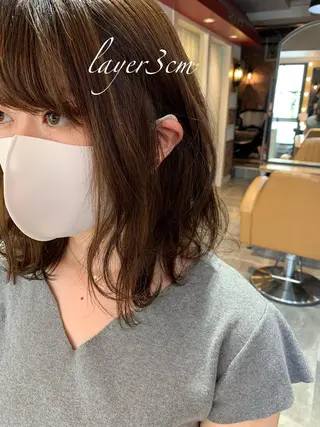 ミディアム 縮毛/ショート/ ボブ/レイヤー/小原のヘアスタイル