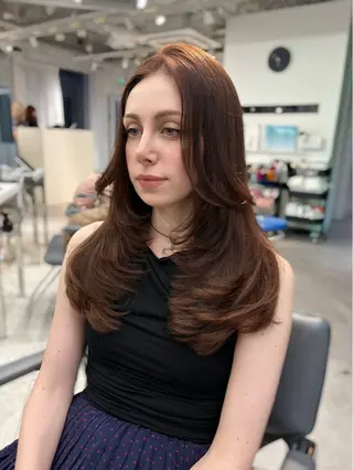 ロング カラー MEI🎀つやカラー 🎀レイヤー🎀渋谷のヘアスタイル