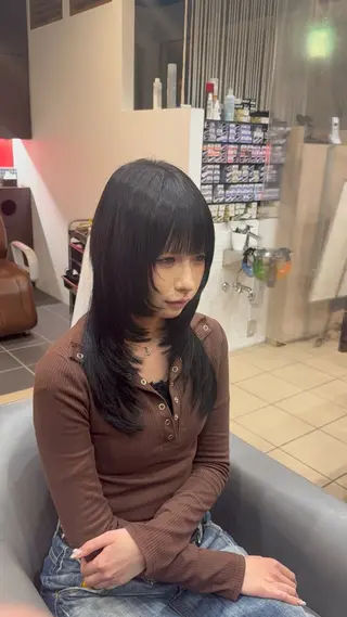 ロング レイヤーカット/ 縮毛矯正/海音のヘアスタイル