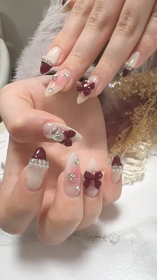 ネイル はな💎ネイル ワンホン、長さ出しのネイルデザイン