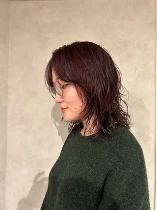 ミディアム カラー パーマ ayano/パーマ/ 暖色カラーのヘアスタイル