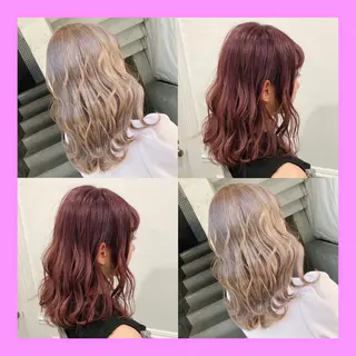 セミロング カラー ヘアアレンジ メンズ キッズ 💟Chloe原宿店 🩶ハイトーンのヘアスタイル