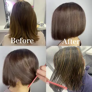 ショート カラー 髪質改善×矯正🫧 韓国ヘアasamiのヘアスタイル