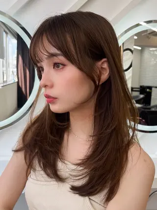 セミロング カラー 山崎/ボブ縮毛矯正 レイヤー髪質改善のヘアスタイル