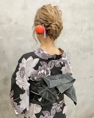 セミロング ヘアアレンジ 【ピンク/韓国ヘア/ ヘアセット】亜海のヘアスタイル