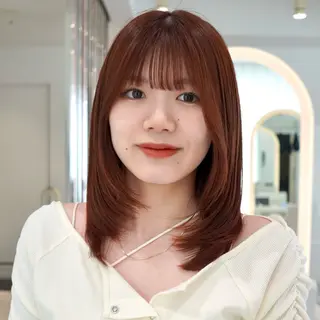 ミディアム カラー 飯田 優花/カットモデルのヘアスタイル