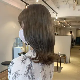 ミディアム カラー 透明感/オリーブ/ グレージュ/YUKAのヘアスタイル