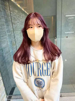 セミロング カラー パーマ ヘアアレンジ 髪と音処　マトぺ所属・デザインカラー/ボブ ブリーチカラー/ユリのヘアスタイル