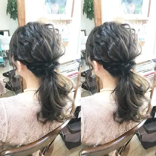 セミロング ヘアアレンジ ヘアセット/卒業式 袴着付け✨清水玲歌のヘアスタイル