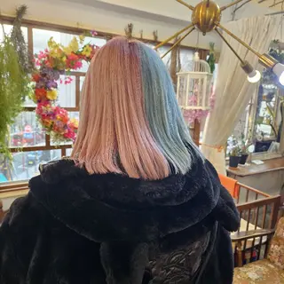 ミディアム あべかりん/原宿 /マツパ/ハイトーンのヘアスタイル