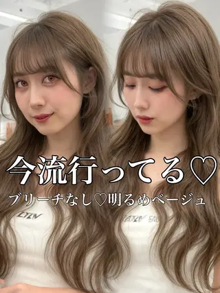 ロング カラー 透明感カラー✨🩵 韓国ヘアkanatoのヘアスタイル