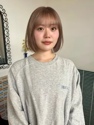 セミロング カラー ヘアアレンジ 縮毛矯正ブリーチ/ ベージュmamiのヘアスタイル