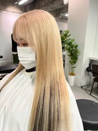 ロング カラー ハイトーン&髪質改善 ＆韓国エクステ🤎のヘアスタイル