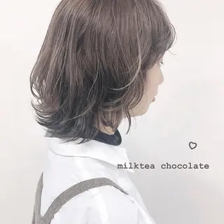 ミディアム カラー misaki🎀 まろみ透け感カラーのヘアスタイル