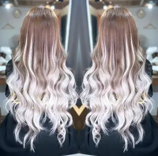 ヘアアレンジ カラー ロング ♡SNSで大バズり♡ コリアン羽エクステ◎のヘアスタイル