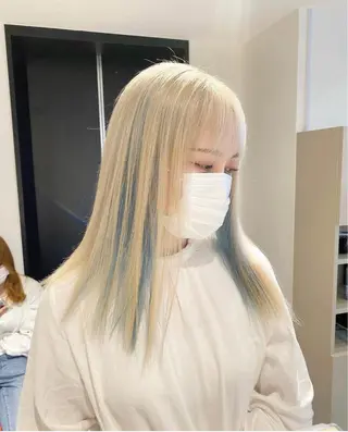 セミロング カラー kanta 梅田 韓国ハイトーンのヘアスタイル