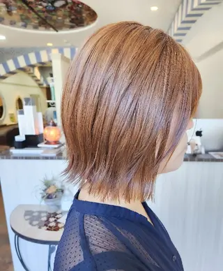 ミディアム カラー ケアブリーチ、 髪質改善 福士直矢のヘアスタイル