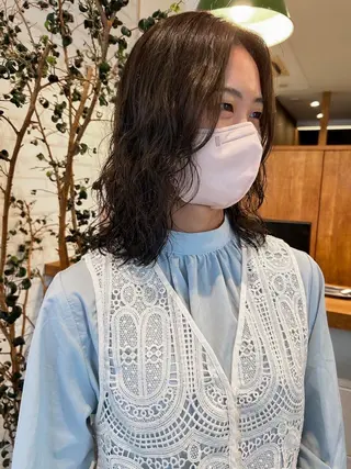 ミディアム カラー パーマ ヘアアレンジ ❣️倉敷❣️美髪 カラー能登一成のヘアスタイル