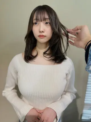 セミロング カラー opus 店長大和 レイヤー/赤み消しのヘアスタイル