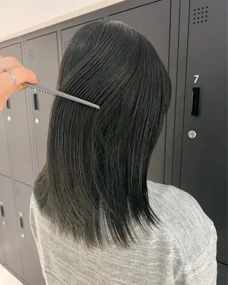 ミディアム カラー 暗髪カラー🫐パーマ おくだりんかのヘアスタイル