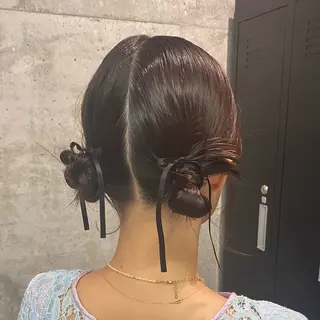 ヘアアレンジ 艶暖色カラー🍒 縮毛矯正ほののヘアスタイル