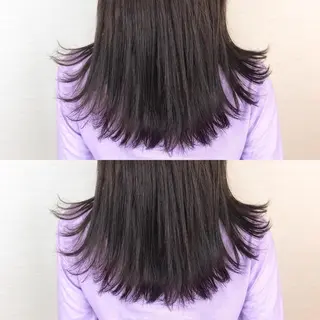 セミロング カラー 韓国レイヤーカット/ ダブルカラーのヘアスタイル