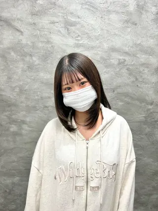 ミディアム 酸性ストレート/ ボブ/暖色/リコのヘアスタイル