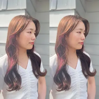 ロング カラー mopa所属・mopa_kaede 暖色カラー/ロングのヘアスタイル