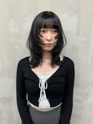 セミロング カラー 菊地 柚乃のヘアスタイル