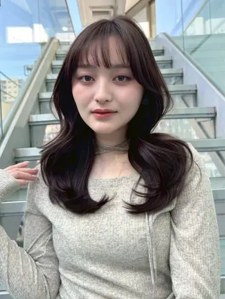 セミロング カラー 長島美織 /透明感カラーのヘアスタイル