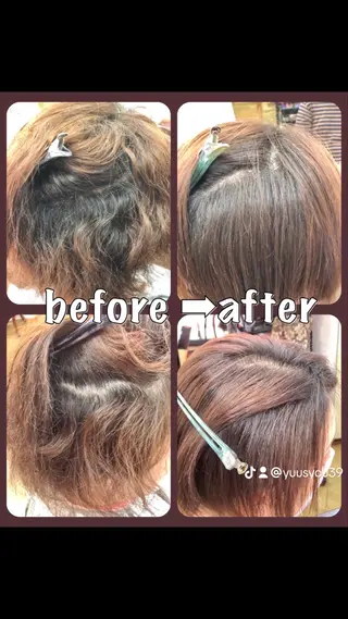 ショート カラー損傷毛縮毛矯正 ツイストスパ佐藤昭利のヘアスタイル