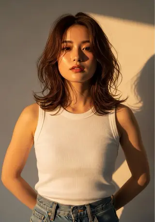 ミディアム 石沢 知康のヘアスタイル