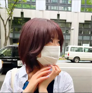 カラー えんぐちとも／透明感 カラー／博多ボブのヘアスタイル