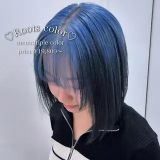 ミディアム カラー 🩵色落ち可愛い 寒色カラー🩵のヘアスタイル