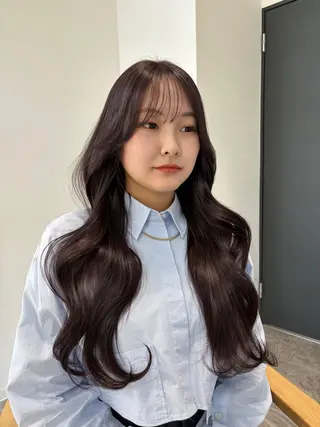 ロング カラー 似合わせ前髪／ 小顔カット🎀そうのヘアスタイル