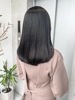 セミロング カラー パーマ ヘアアレンジ 透明感/オリーブ/ グレージュ/YUKAのヘアスタイル