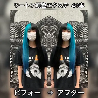 ロング カラー ヘアアレンジ haco+所属・🌈派手髪エクステ ブレイズ🌈ひろとのヘアスタイル