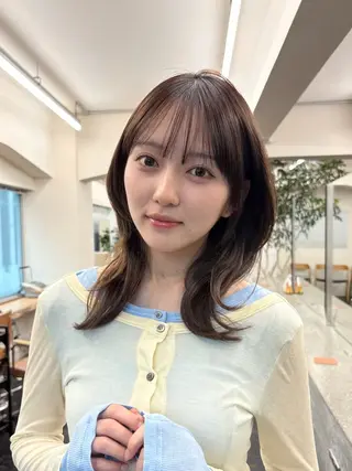 セミロング レイヤー/顔周り/ 透明感/ののか💞のヘアスタイル