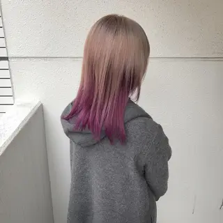 セミロング カラー インナーカラー/天神 ブリーチ/吉田のヘアスタイル