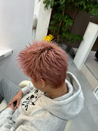 カラー メンズ R/🤎 パーマ&ブリーチ🔥のヘアスタイル