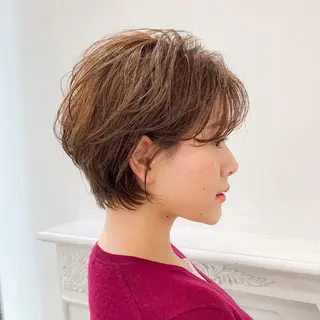 ショート 艶カラー/フェイス レイヤー/たむのヘアスタイル