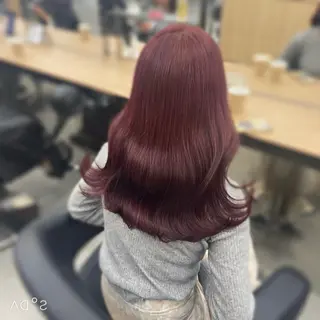 ロング カラー 💗愛され暖色💗 ピンク/レッド💗のヘアスタイル