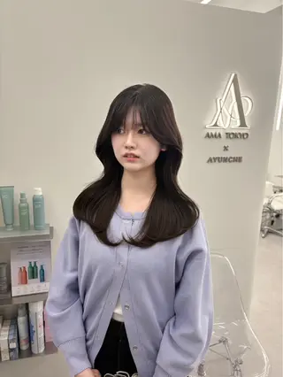 セミロング 韓国ヘア/レイヤー/ 顔まわり足立遥奈のヘアスタイル