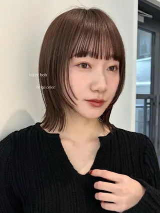 ミディアム saki‪🌱‬♡ /ボブ/透明感カラーのヘアスタイル