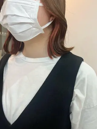 カラー 切りっぱなしボブ/ ブリーチカラー/大塚のヘアスタイル