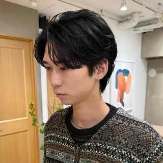 ミディアム パーマ メンズ メンズカット 田形清流のヘアスタイル