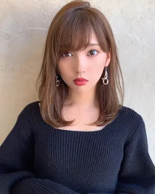ミディアム カラー 新宿✨顔周りカット 韓国ヘア/坂本亜裟海のヘアスタイル