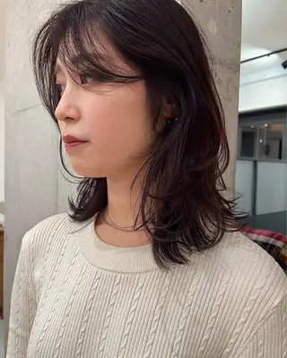 ミディアム カラー 暖色/パーマ 🌼クニトウメイのヘアスタイル