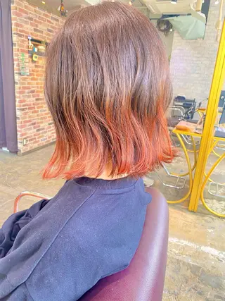 ミディアム カラー 艶感カラー/レイヤー 心斎橋💖Sakiのヘアスタイル